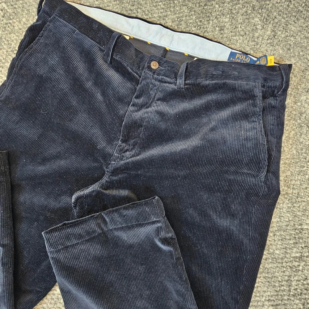 Polo Ralph Lauren Mens Navy Blue Corduroy Stretch Straight Fit Pants 38x25‎